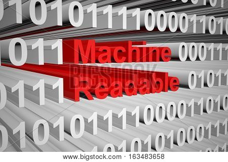 machine readable in the form of binary code, 3D illustration