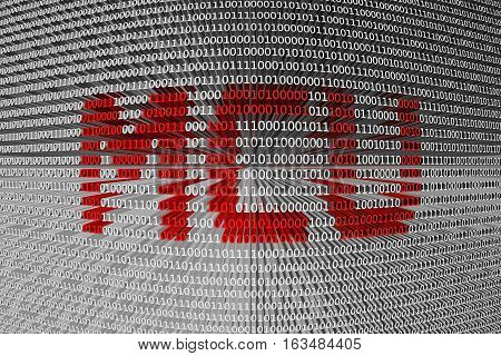 MCU in the form of binary code, 3D illustration