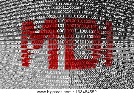 MDI in the form of binary code, 3D illustration
