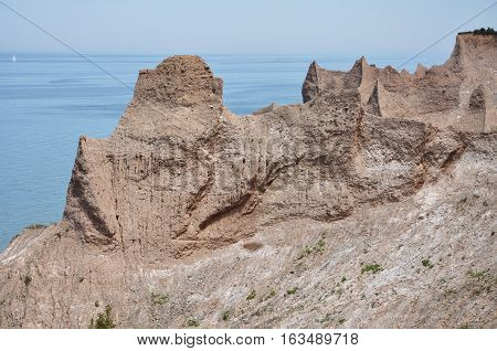 Chimney Bluffs State Park on Lake Ontario near Great Sodus Bay, New York State, USA.