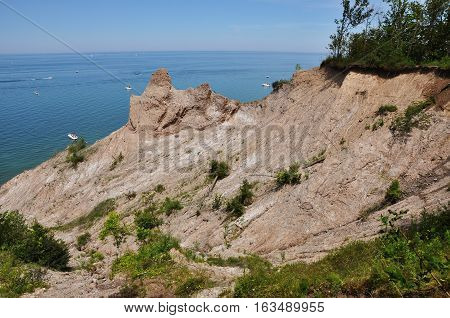 Chimney Bluffs State Park on Lake Ontario near Great Sodus Bay, New York State, USA.