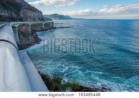 Illawarra Coastline, Australia - July 17, 2016: Along the Illawarra Coastline, enroute to Wollongong, south of Sydney. Image taken while on the Grand Pacific Drive that hugs the coastline.