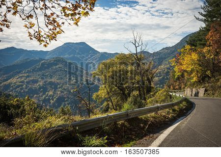 Scenic Mountain Autumn Landscape Near  Village Langadia, Peloponnese, Greece