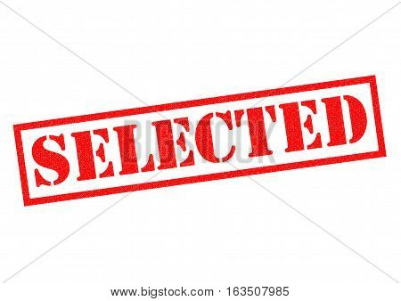 SELECTED red Rubber Stamp over a white background.