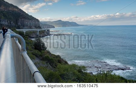 Illawarra Coastline, Australia - July 17, 2016: Along the Illawarra Coastline, enroute to Wollongong, south of Sydney. Image taken while on the Grand Pacific Drive that hugs the coastline.