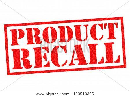 PRODUCT RECALL red Rubber Stamp over a white background.