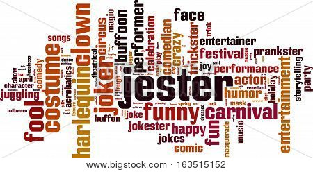 Jester word cloud concept. Vector illustration on white