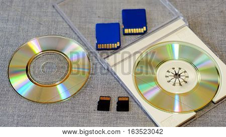 flash drive and memory among the CD