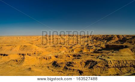 Panorama of Buttes at the dried shore of Razazza lake aka Milh lake or Sea of Salt Iraq