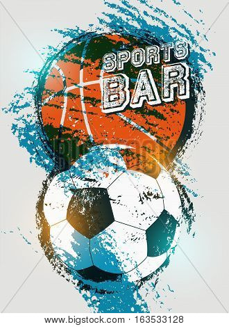 Sports Bar typographic vintage style grunge poster. Retro vector illustration.