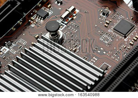 Integrated Semiconductor Microchip Microprocessor On Blue Circuit Board Representative Of The High T