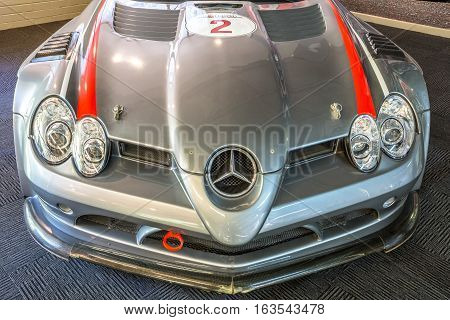 Phillip Island Grand Prix Circuit, Australia - January 4, 2015: Closeup of Mercedes Benz SLR McLaren 722 GT. It may romps from 0-100 Km-h in 3.5 sec.