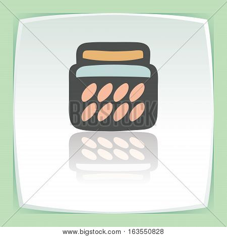 Vector outline glass pot with jam, preserve, confiture, marmalade, conserve icon on white flat square plate. Elements for mobile concepts and web apps. Modern infographic logo and pictogram.