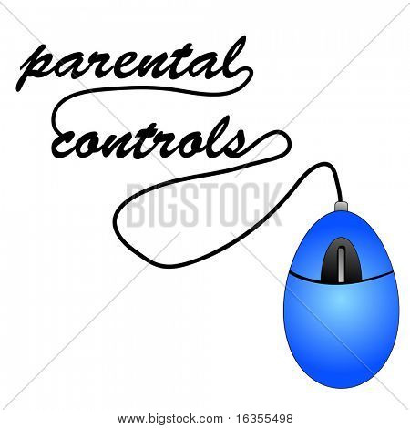 mouse with cord spelling out word parental controls