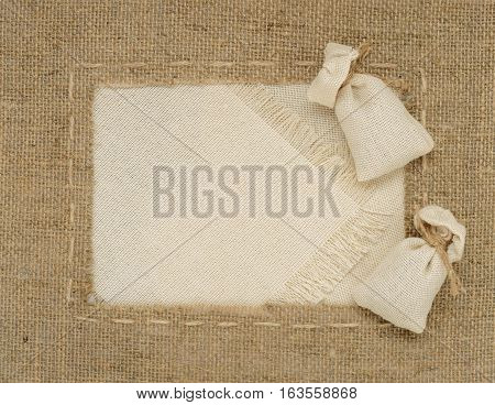 Framework made of burlap with the line and place for your text