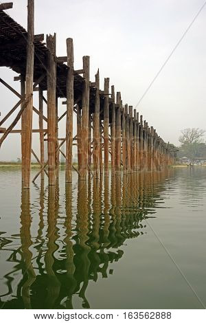 Ubein, World longest wooden bridge, Mandalay Myanmar in the evening