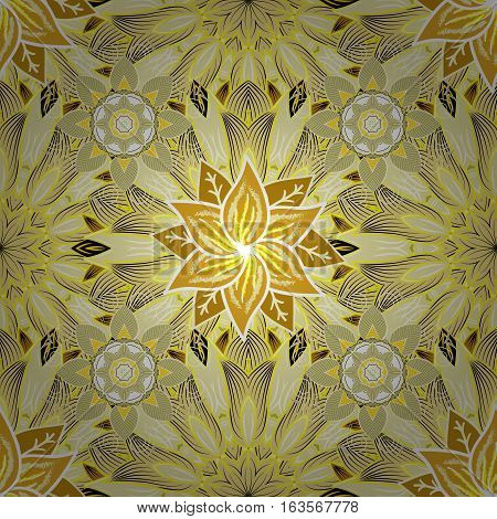 Mandalas Background. Yellow Orange. Mandla. Vector Illustration. Radial Gradient Shape.