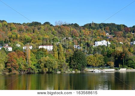 Meulan France - october 31 2016 : the picturesque city in autumn