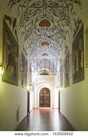 Kykkos Greece - November 24 2016: Cyprus island the sacred paintings and decorations of the Kykkos monastery