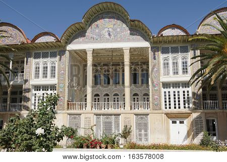 SHIRAZ, IRAN - OCTOBER 7, 2016: Beautiful palace within the Eram Garden on October 7, 2016 in Shiraz, Iran, Asia