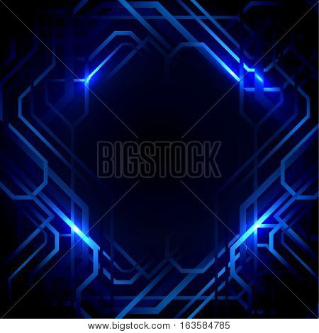 Abstract lines and blue lights background. Technology concept design