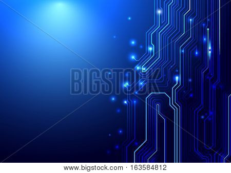 Blue abstract circuit board and lines background