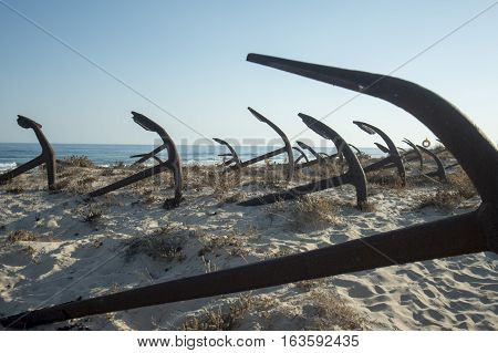 Europe Portugal Algarve Tavira Barril Beach Anchor