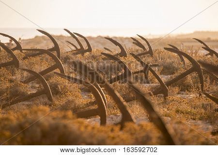 Europe Portugal Algarve Tavira Barril Beach Anchor