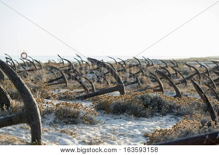 Europe Portugal Algarve Tavira Barril Beach Anchor