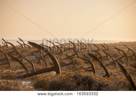 Europe Portugal Algarve Tavira Barril Beach Anchor