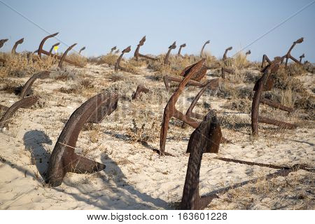 Europe Portugal Algarve Tavira Barril Beach Anchor