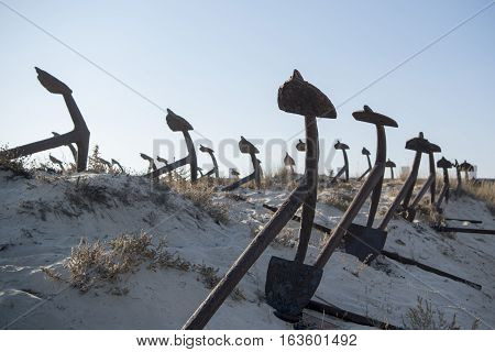 Europe Portugal Algarve Tavira Barril Beach Anchor
