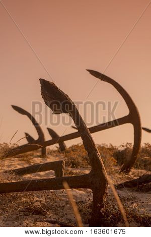 Europe Portugal Algarve Tavira Barril Beach Anchor
