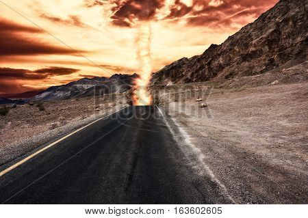 An image of a road to an explosion