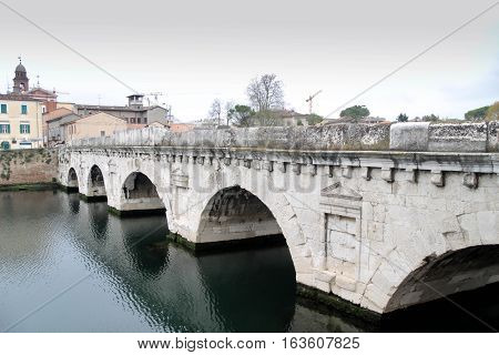 Bridge Of Tiberius Is A Roman Bridge In Rimini, Italy.