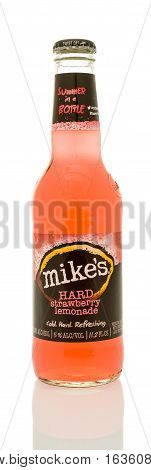 Winneconne WI - 21 December 2016: Bottle of Mike's hard strawberry lemonade on an isolated background.