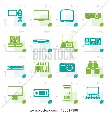 Stylized Hi-tech equipment icons - vector icon set 2