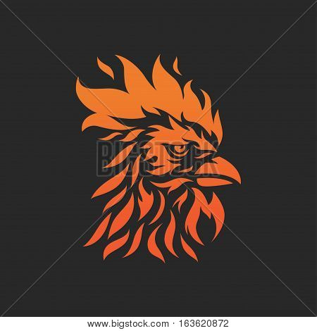 Vector Illustration of the Fire Rooster from the Chinese Zodiac Horoscope