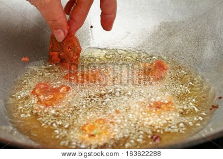 Cooking , Curried Fish Cake (tod Mun Pla Krai)