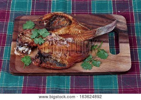 Ready Served Deep Fried Fish ,nile Tiapia, On Butcher Served.