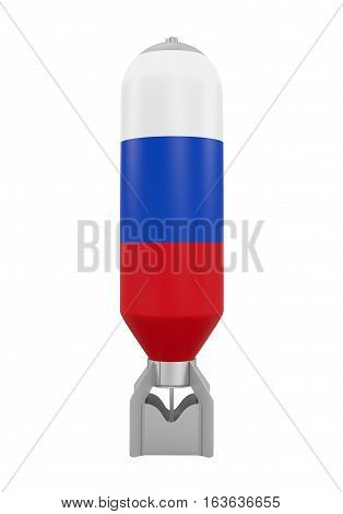 Atomic Bomb with Russian Flag isolated on white background. 3D render