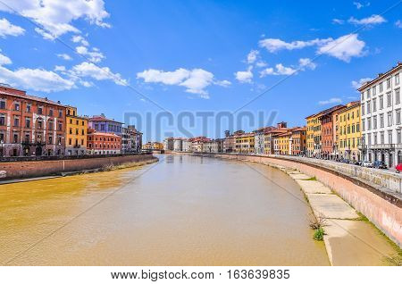 Hdr Arno River Bank In Pisa