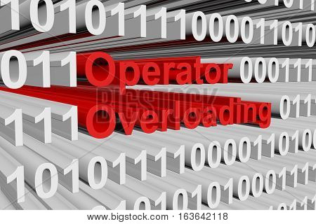Operator overloading in the form of binary code, 3D illustration