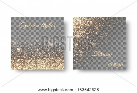 Golden reflections on a transparent background for a festive design