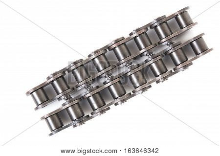 industrial driving roller chain isolated on white background