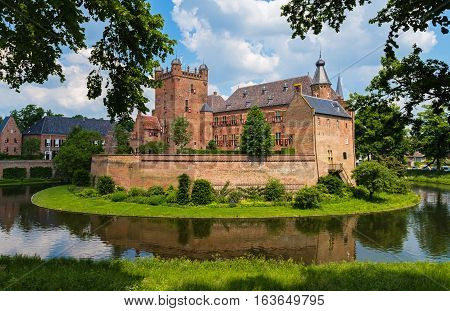S'HEERENBERG, GELDERLAND/ THE NETHERLANDS - JUNI 4,2016:View of the historical castle Haus Berg in a sunny summer day