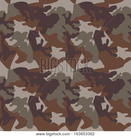 Camouflage pattern background seamless clothing print repeatable camo glamour grunge of scratch vector. Olive brown grey