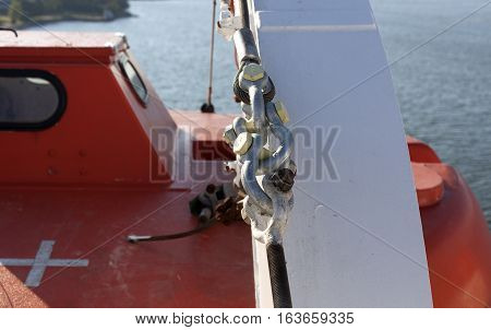 Part Of The Big Ferry, Saving Boat On The Ferry Boat
