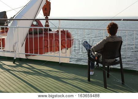 Part Of The Big Ferry, Saving Boat On The Ferry Boat