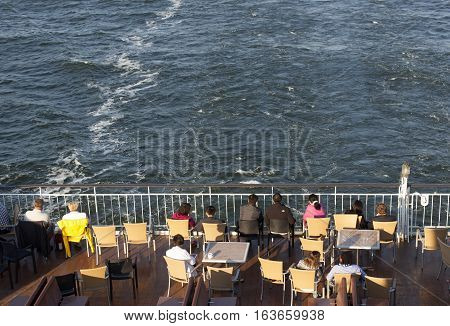 Part Of The Big Ferry, Saving Boat On The Ferry Boat